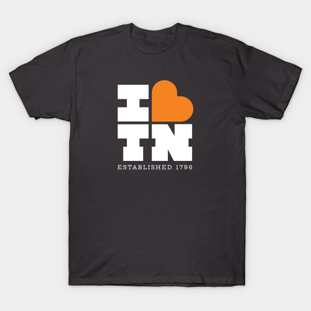 I Heart TN - White and Orange on Black T-Shirt by jepegdesign